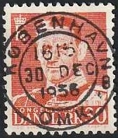 FRIMÆRKER DANMARK | 1952-53 - AFA 337 - Fr. IX 30 øre rød - Lux Stemplet